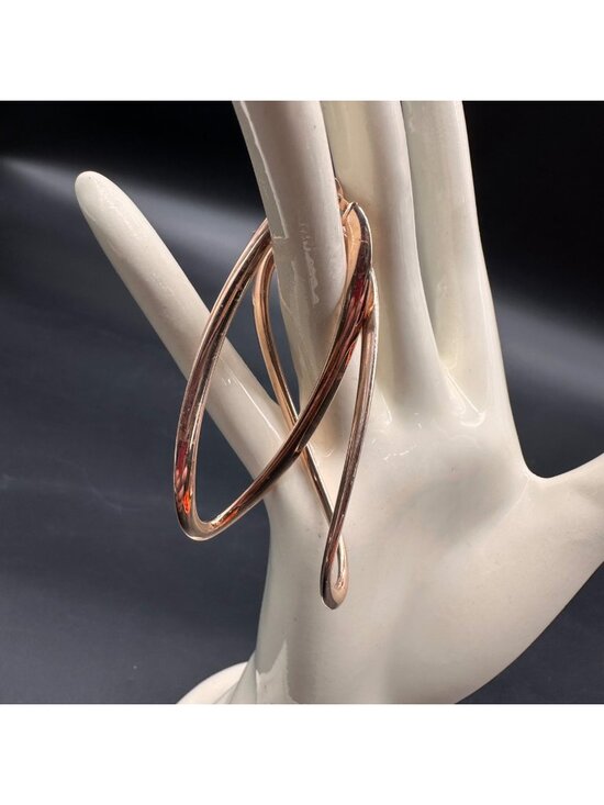 RA Jewelry - Sterling Silver Rose Gold Vermeil Wavy Hoop Earrings Minimalist Modern Italy